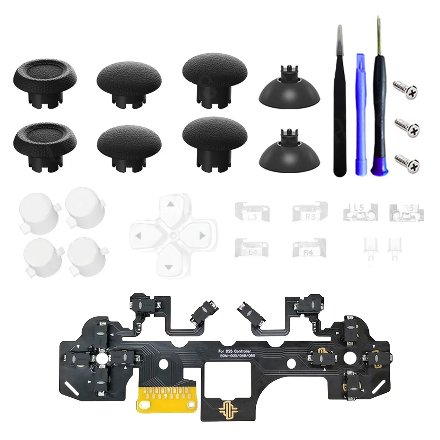 BTLIFE-Ergonomic Micro-Switch Tactile Clicky Hair Trigger Kit+ BDM-030/040/050 For PS5 Controller Joystick Cap 12 Key Click B