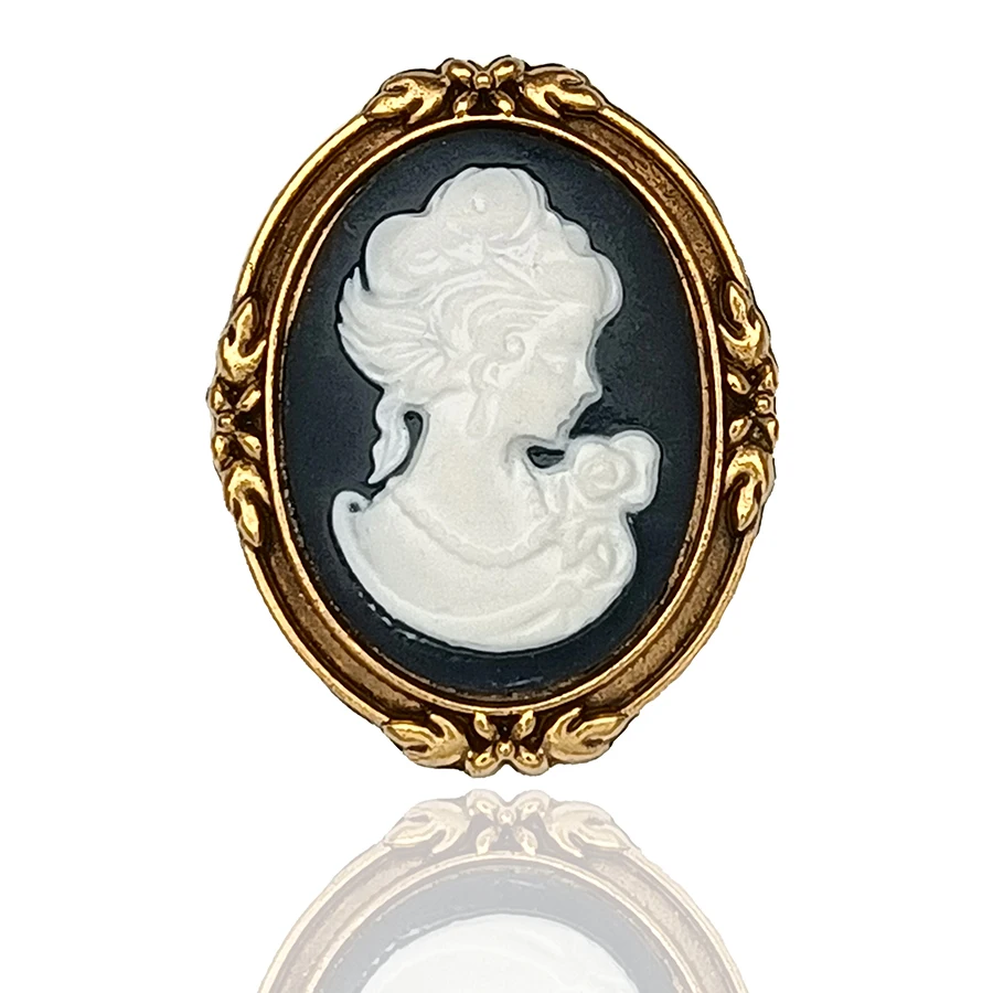 Vintage Bohemian Victorian Style Cameo Brooch Elegant Lady Scarf Beauty Head Brooch Pins Accessories AX001