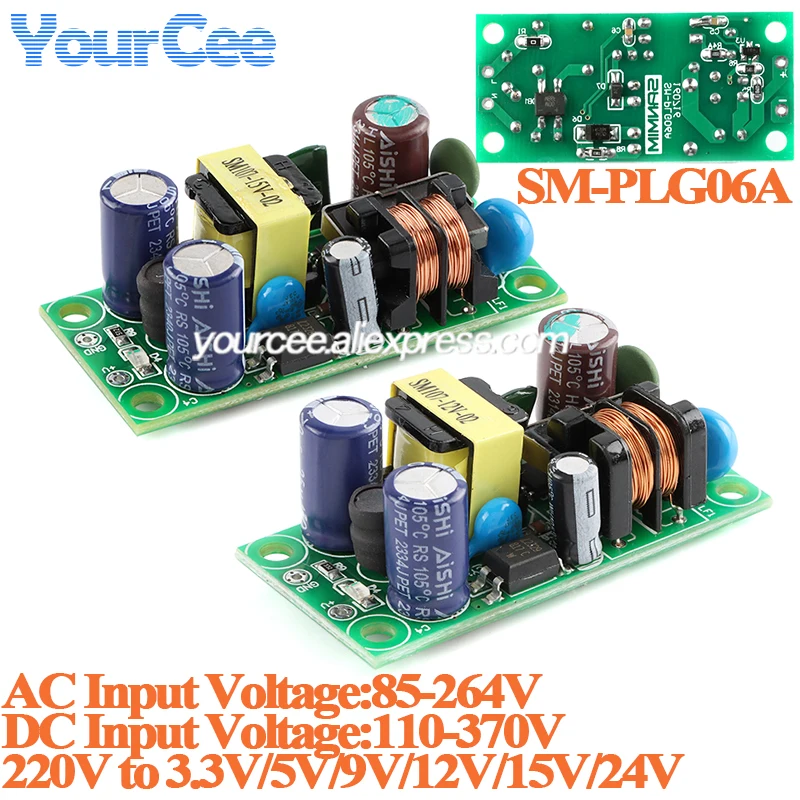 PLG06A Precision AC-DC Isolated Switching Switch Power Supply Module 220V to 3.3V/1.2A 5V/1A 9V/0.6A 12V/0.5A 15V/0.4A 24V/0.25A