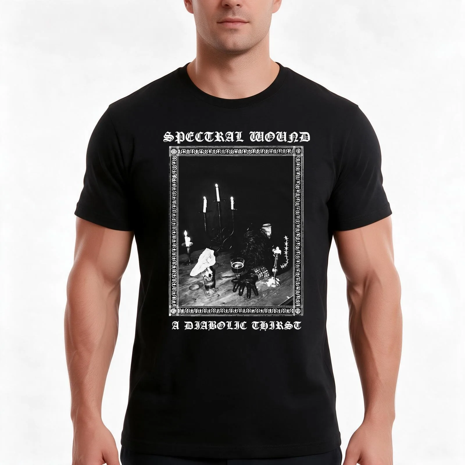 Spectral Wound A Diabolic Thirst T-Shirt, Summer Casual Cotton Tee, Oversized Streetwear Tops, Vintage Graphic Print
