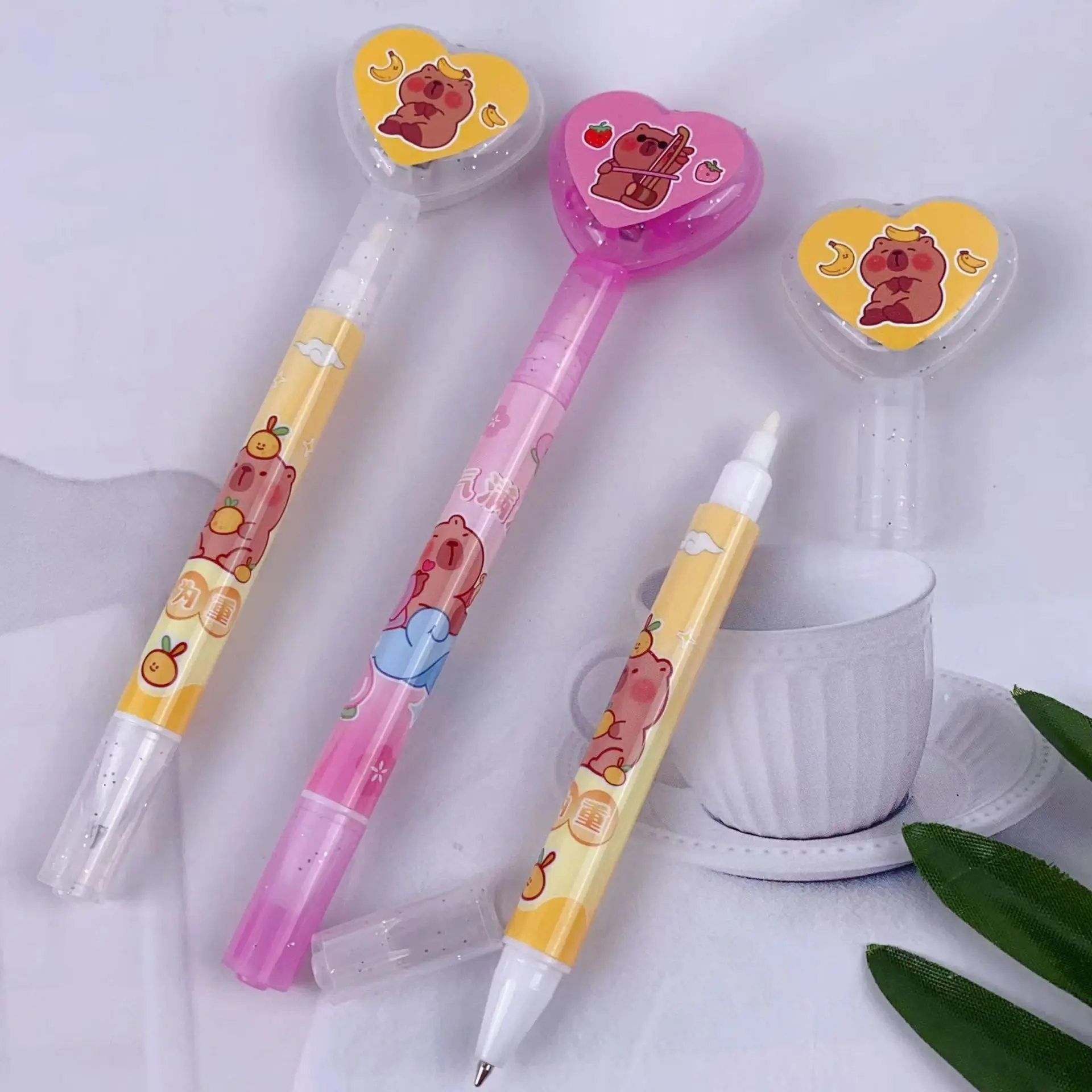 2Pcs Capybara Series Invisible Neutral Pen Cartoon Secret With UV Light Student Kids Writing Elementary School Stationery gift