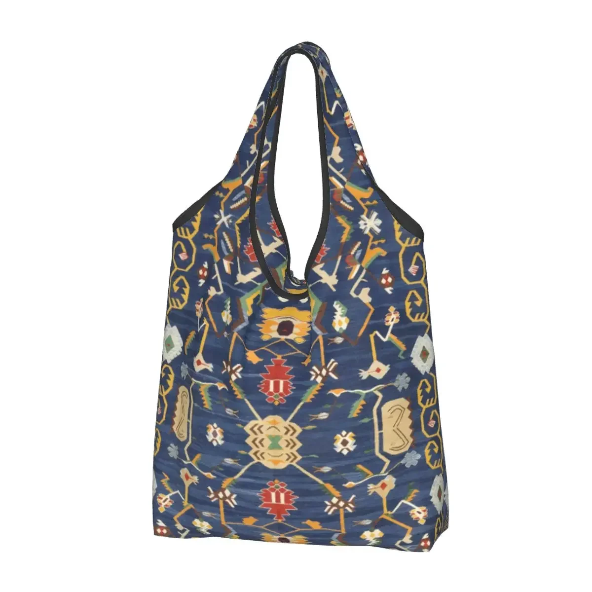 Geometric Floral Turkish Kilim Grocery Shopping Bag Shopper Shoulder Tote Bag Portable Antique Bohochic Ethnic Art Handbag