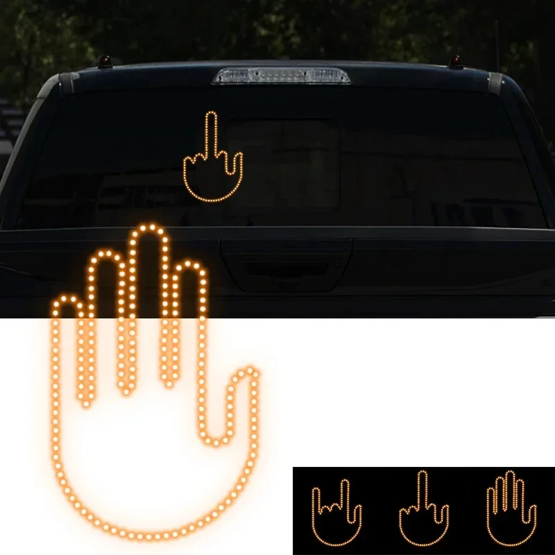 Luz de gesto de mano divertida para coche, accesorios para vehículos, alimentado por batería, 3 modos de gesto, Gadgets de luz LED con Control remoto inalámbrico