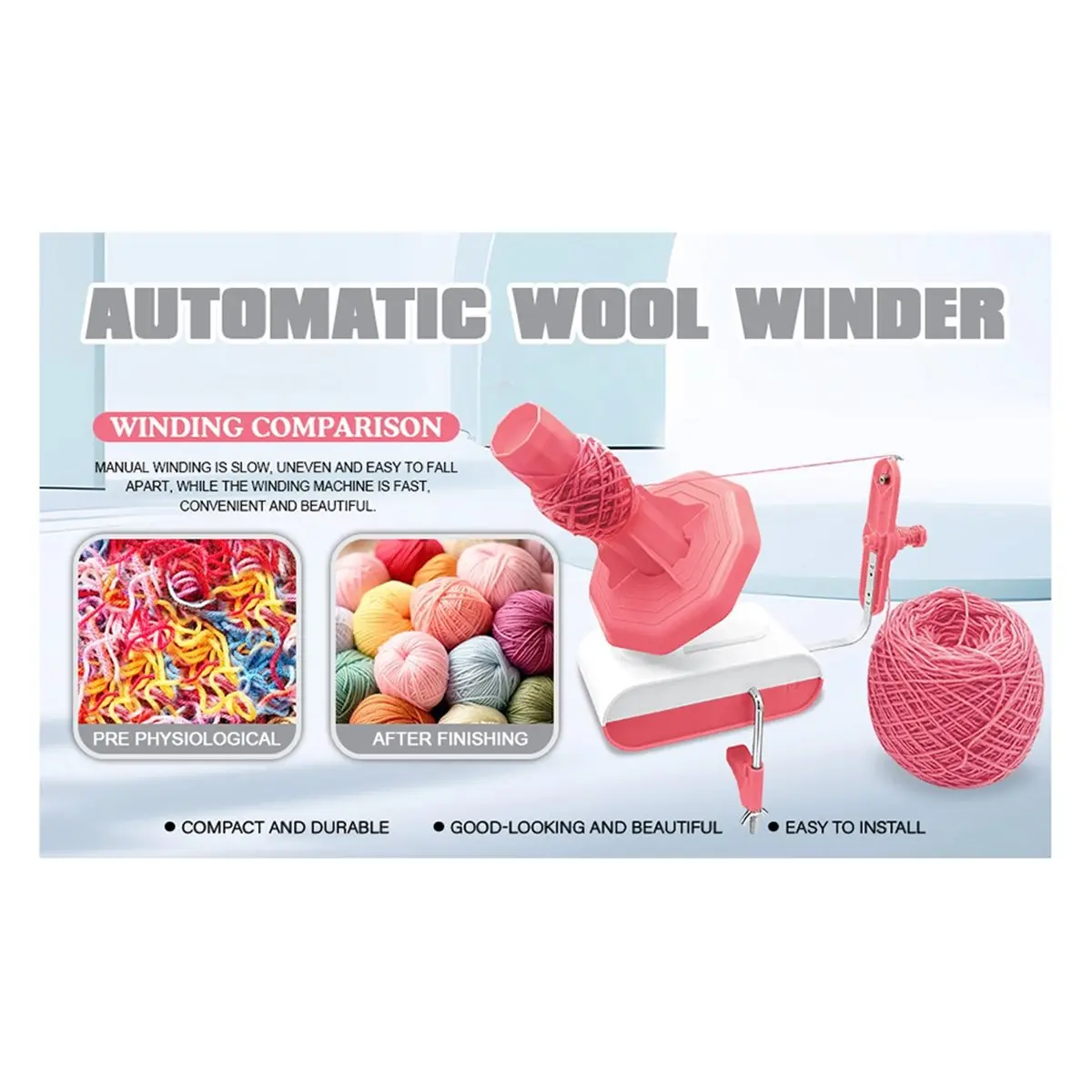 Electric Yarn Winder Wool Yarn Ball Winder Compact Automatic for Crocheting Super Strong Tension, Ideal EU Plug