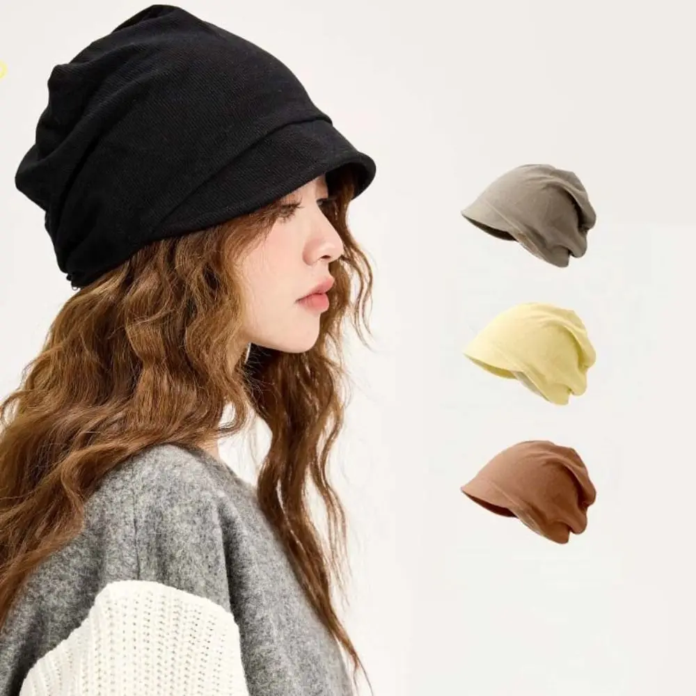 

Visor Beret Hat Solid Color Beanie Hat Ear Protection Keep Warm Slouchy Baggy Caps Casual Cotton Skull Cap Autumn Winter