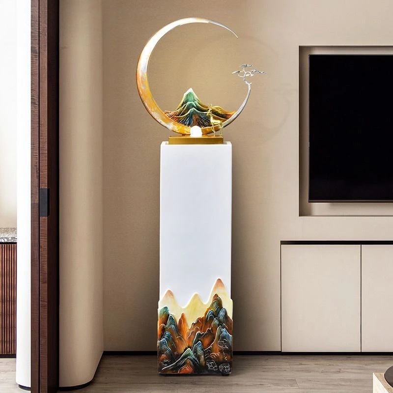 Indoor home creative fountain ornament circulating water landscape company front desk floor decoration