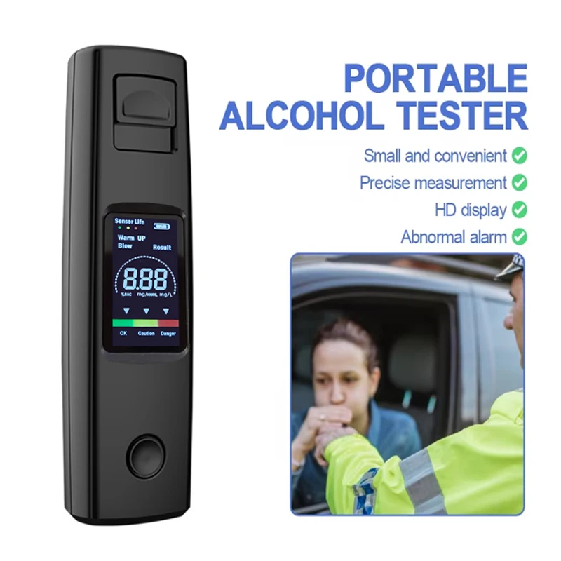 LCD Digital Display Breath Alcohol Tester Non-Contact Alcohol Meter Accuracy Breathalyzer Diagnostic Tool Type C Charging