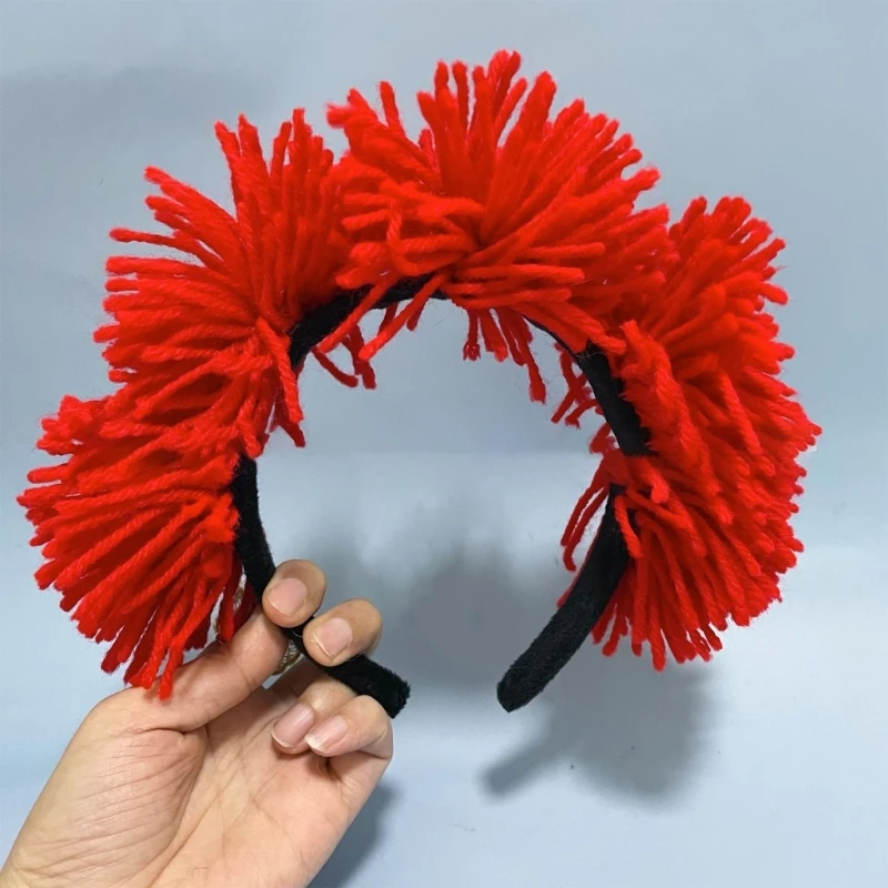Patriotic Parades Headband for Adult Kids Three Color Pompoms Hairhoop Music Festival Props Hairhoop Cosplay Drop Shipping image 4