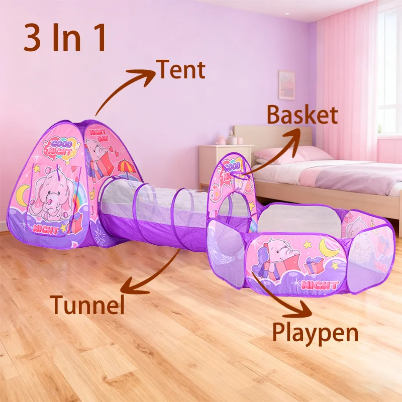 3In1 2,7 M Kinder Ball Pool mit Korb Tragbare Baby Pit Krabbeln Tunnel Ballon Laufstall Zelt Kind Indoor Outdoor garten Spielzeug Geschenk