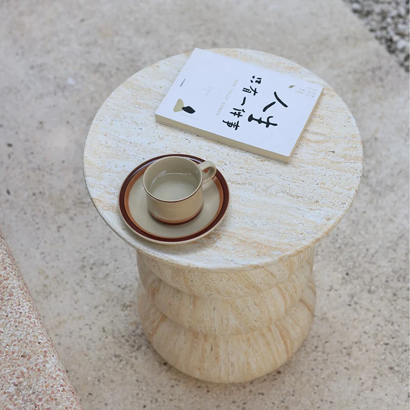 Imitation Marble Coffee Table,Magnesium Oxide Tea Table,Modern Living Room Art Side Table,Round Storage Desk,Nordic Furniture
