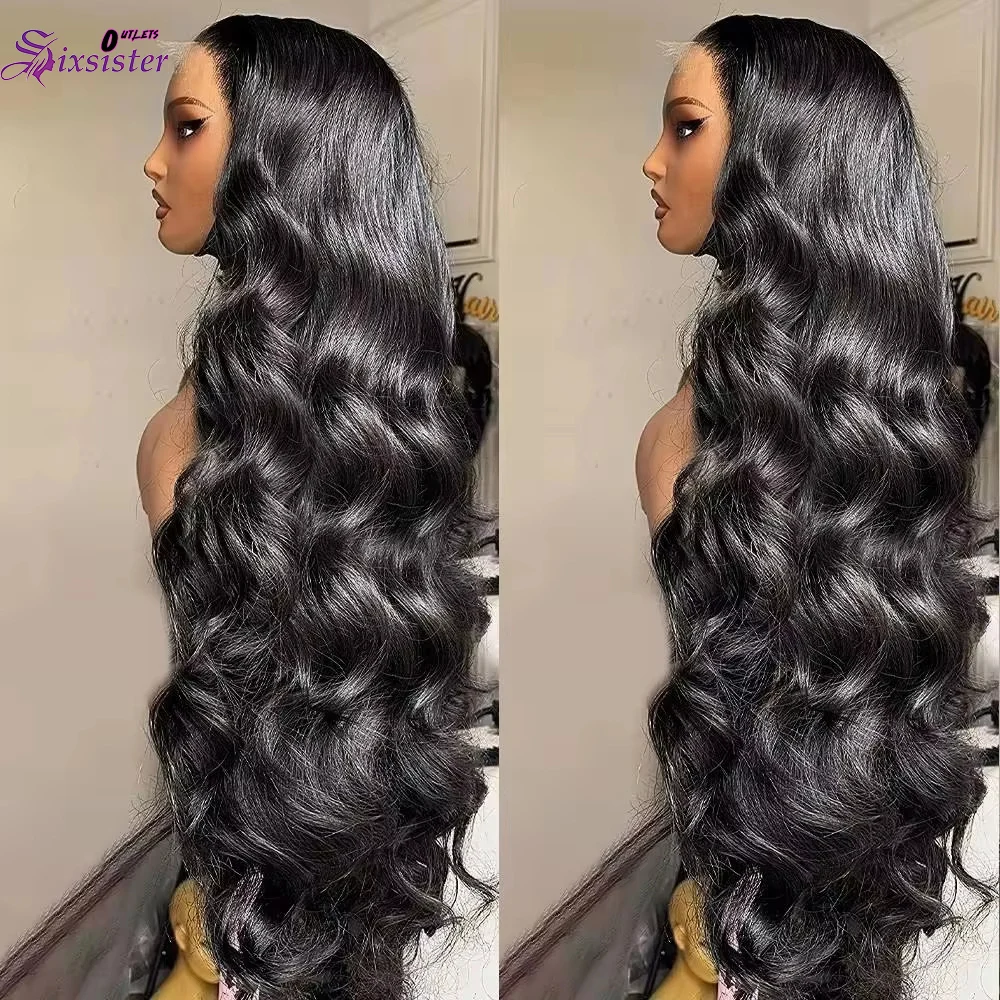 

100% натуральные человеческие волосы, парик с фронтальной шнуровкой 13x6, 36 дюймов, парики с фронтальной шнуровкой 13x4, 250% плотность, свободные волны, черные, бразильские, предварительно прорезанные