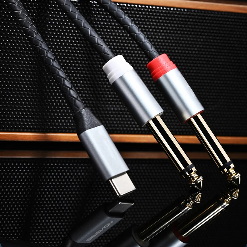 Тип-C на двойной моно аудиокабель 6,5 мм TS, высококачественный звуковой выход, прочная конструкция для энтузиастов аудио