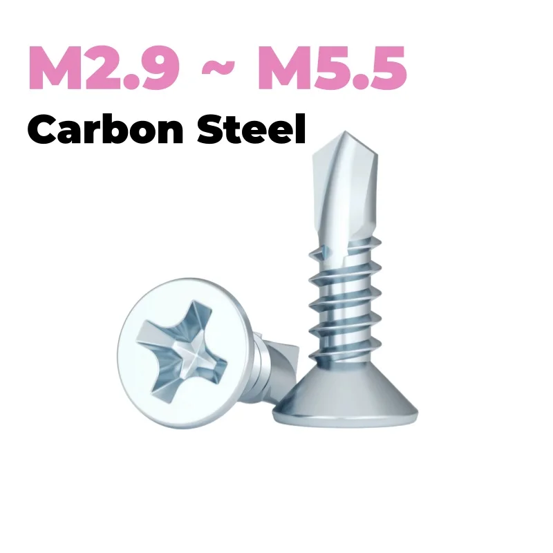 Blue Zinc Plated Carbon Steel M2.9 ~ M5.5  Phillips Cross Recessed Flat Countersunk Head Self Drilling Screw