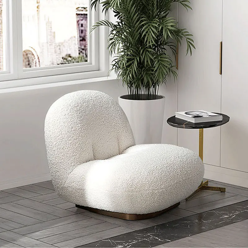 Single sofa Sydney chair swivel lazy lounge balcony chair designer creative lamb fleece modern simplicity