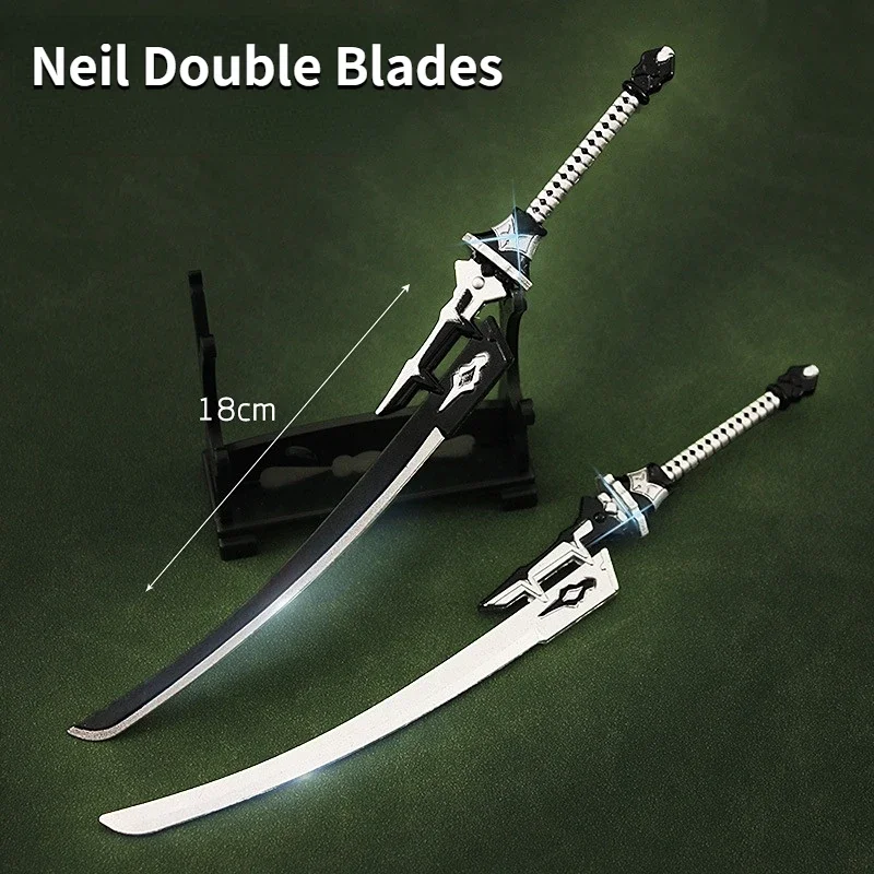 Neil game peripheral weapons 18cm Neil double knife alloy weapon sword model decoration collection creative toys