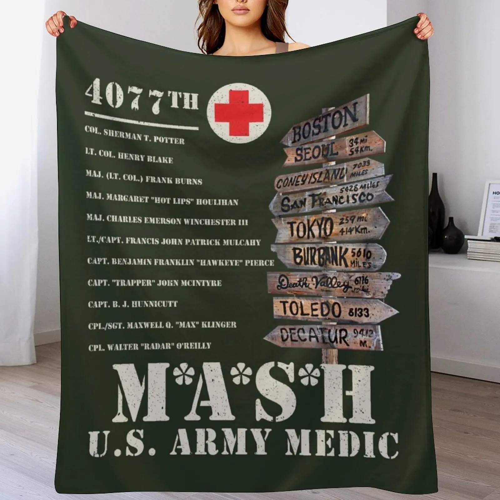 

Mash TV Show Signpost Throw Blanket for winter Summer Plush Vintage Blankets