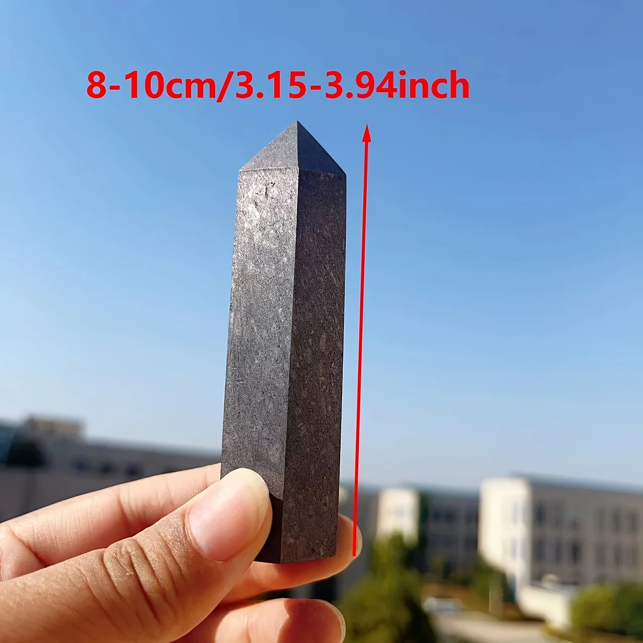 1PC Natural Shungite Tower,SHUNGITE Point Tower, SHUNGITE Crystal Quartz Obelisk,Polished Black Crystal Quartz Point for Thanks
