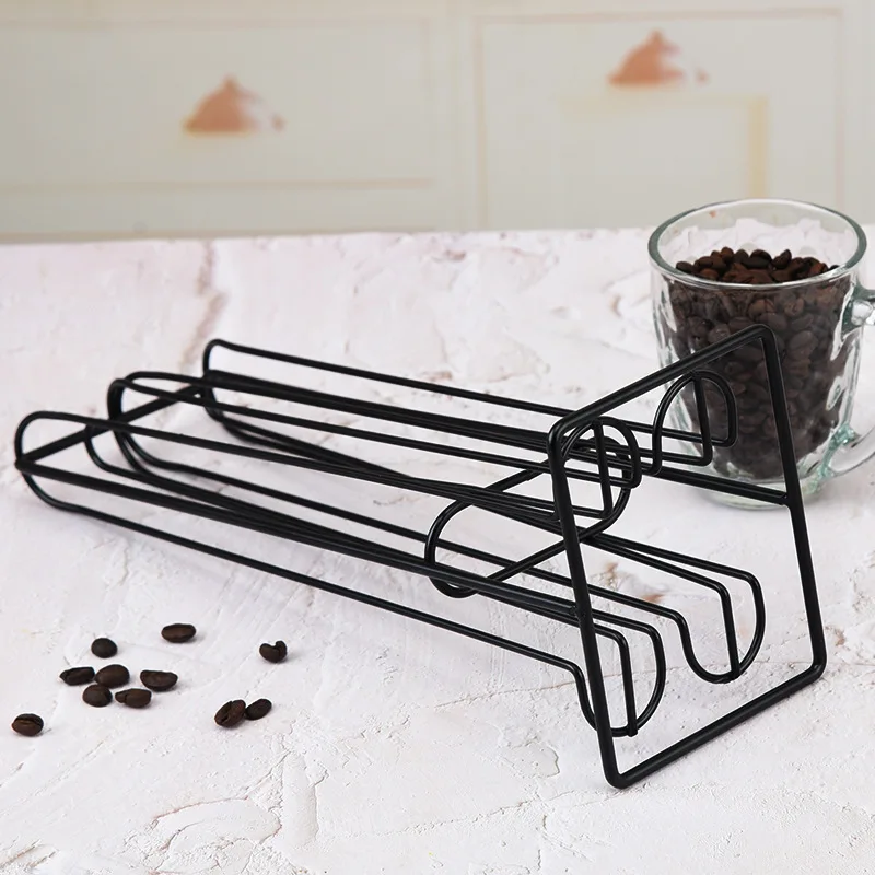 Vertical Coffee Capsule Holder 28 pcs Metal Office Coffee Pod Stand Household Kitchen Desktop Storage Rack