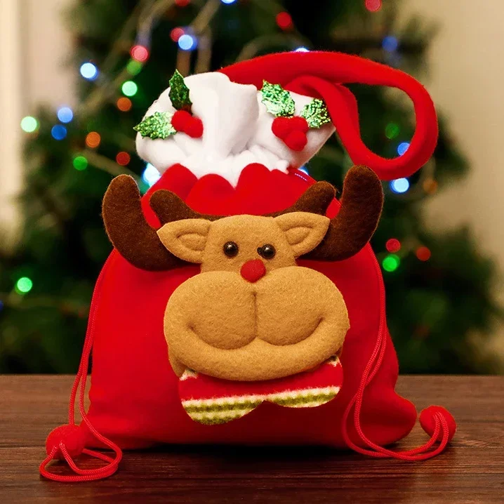 Christmas Decoration Gift Bag, Handbag, Elderly Reindeer Yarn Apple Candy Bag, Snowman Bear Gift Storage Bag, Holiday Packaging