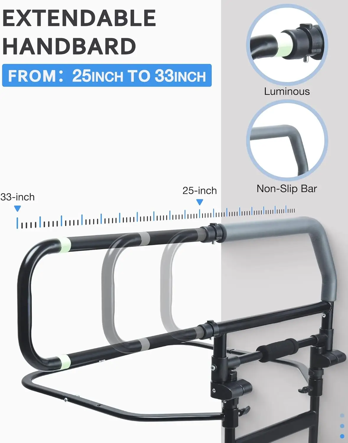 Heavy Duty Bed Rails for Seniors & Elderly - Foldable Assist Handle with Adjustable Height