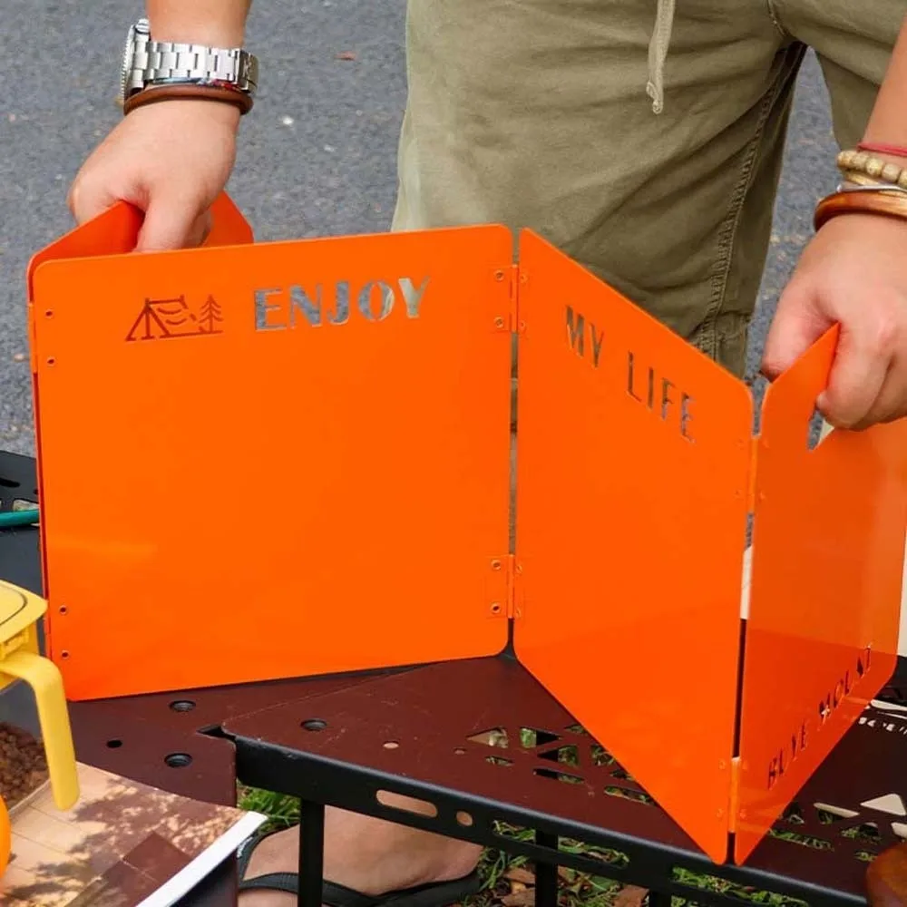 

Four Folding Stove Wind Shield Windproof Lightweight Cookware Windshield Solid Color Large Cooker Wind Protection Household