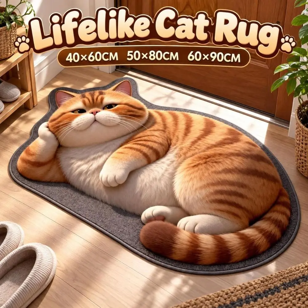 Diatomaceous Earth Lifelike Cat Floor Mat 40×60CM 50×80CM 60×90CM Water-absorbing Bathroom Carpet Washable Non-slip