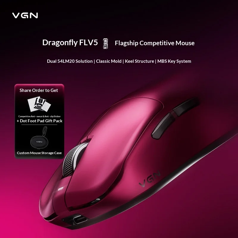 VGN Dragonfly F1 V5 Wireless Gaming Mouse Lightweight Tri Mode Long Battery Life Ergonomic Design For Esports Gaming in stock