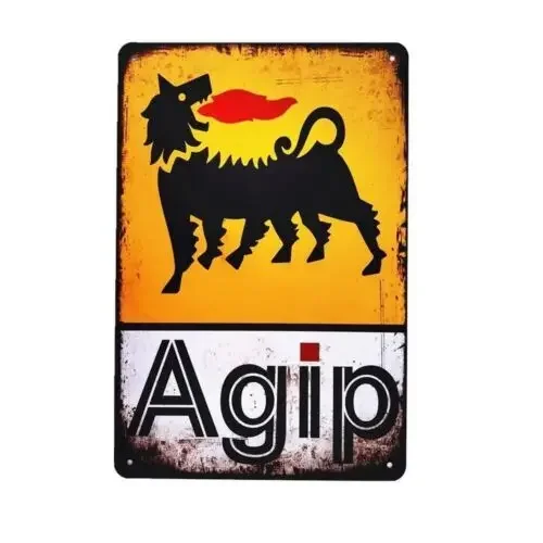 Agip Motor Oil Vintage Blechschild Retro Garage Tankstelle Auto Shop Dekor