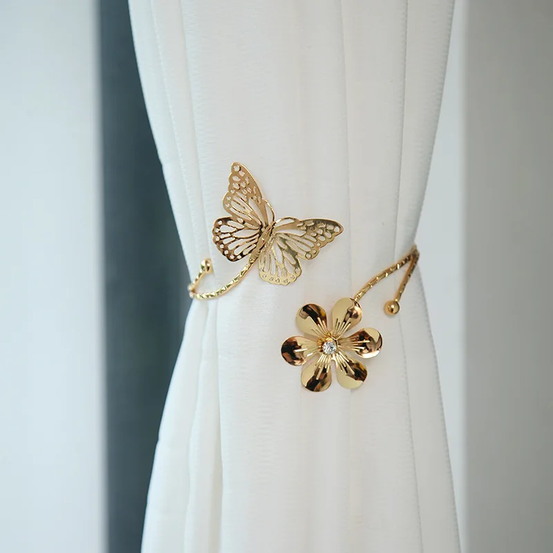 1pc Metal Butterfly Curtain Holder Clip Europe and America Light Luxury Leaf Flower Curtain Tieback Buckle Artistic Home Decor