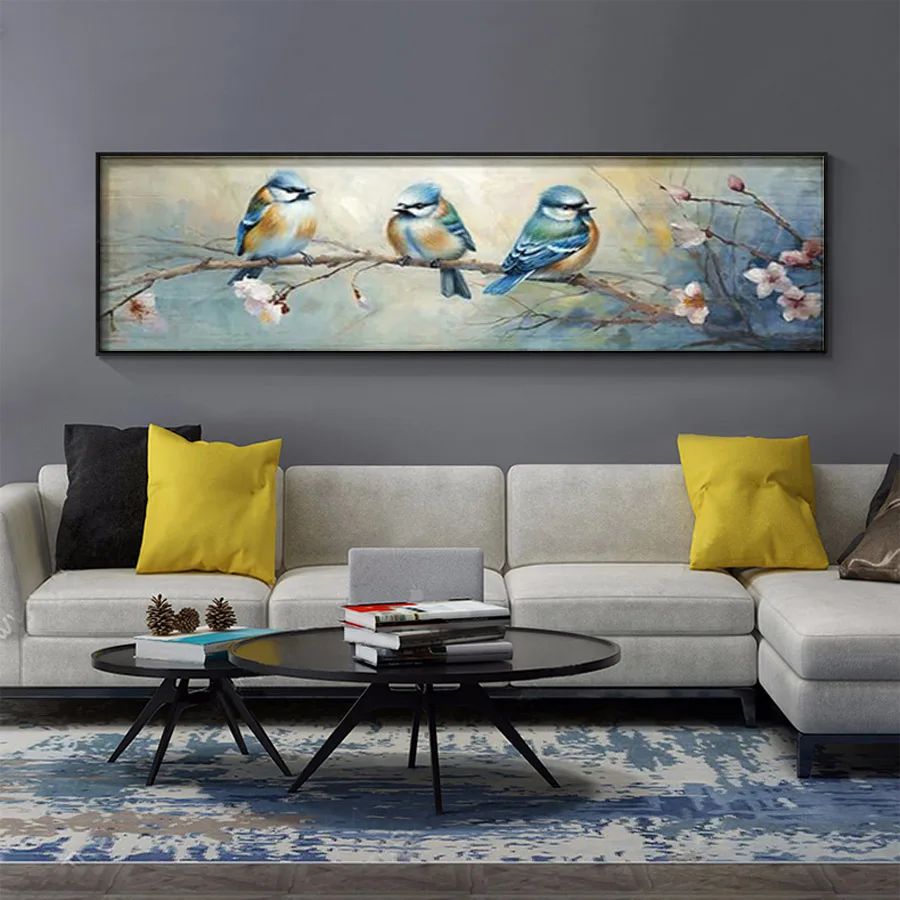 Vintage Bird 5D mosaic Rustic Chickadee diamond Painting Colorful Cute Sparrow Pink Flower Branch Countryside Artwork home Decor