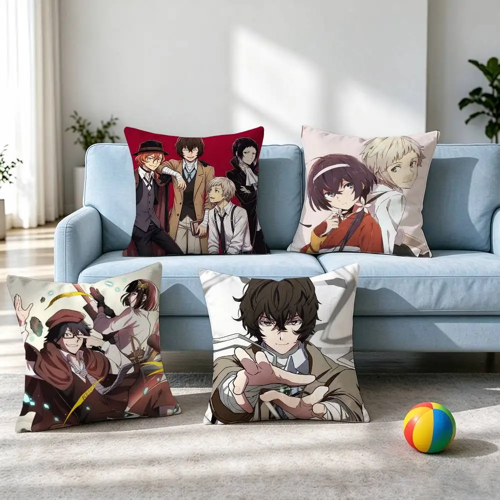 Bungo S-Stray D-Dogs Anime  Square Double-Sided printed Pillow Case Bedroom Bedside Pillow Sofa Cushion Cover Gift