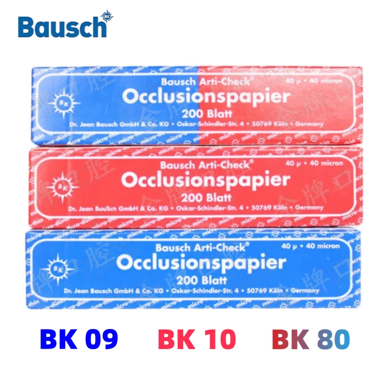 200-ストリップ-ボックス-bausch-arti-check-40-ミクロン-40μm-歯科咬合紙ドイツ-bk09-10-80-両面歯科材料