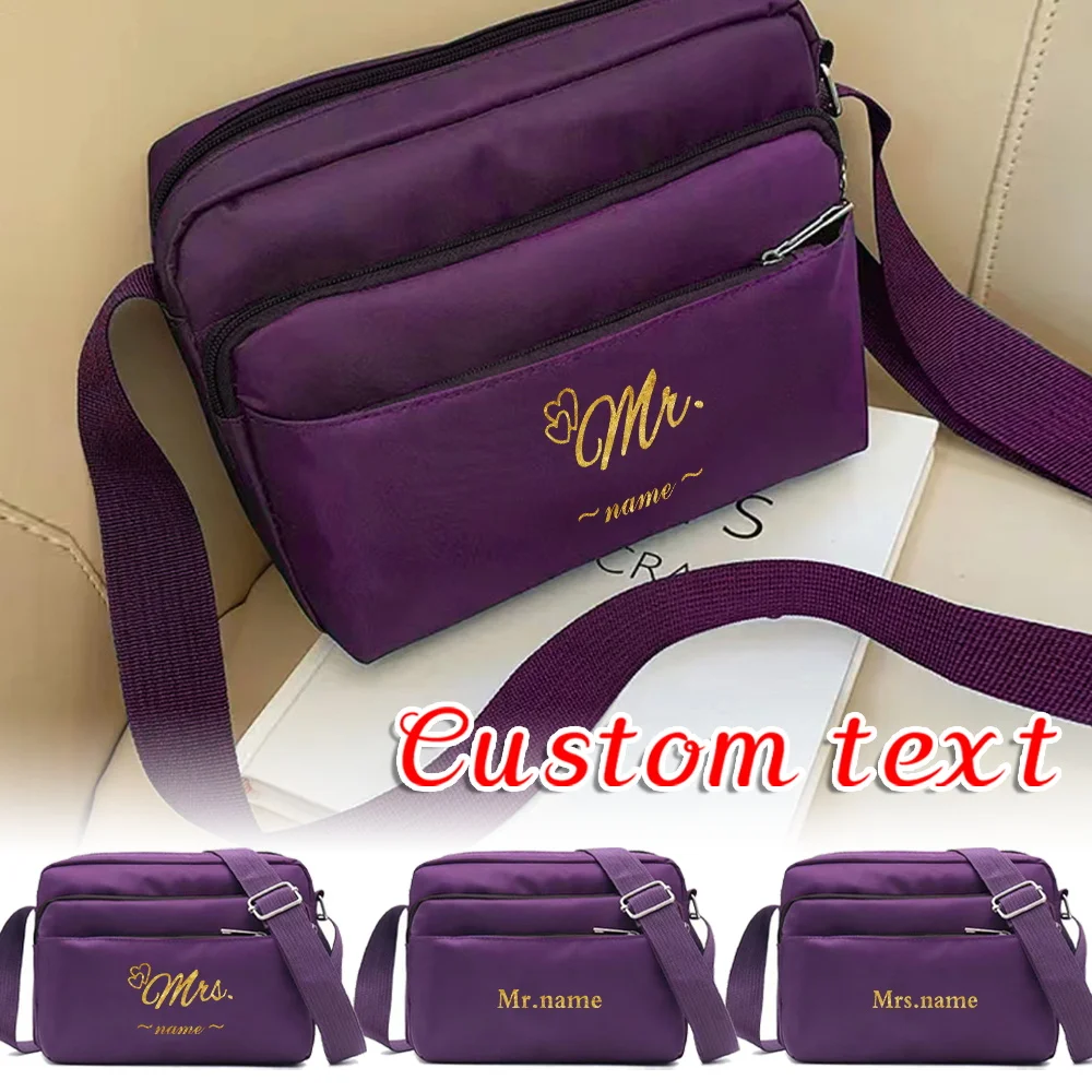 

Customized Name New Portable Multi Layer Travel Leisure Easy Purple Storage Bag Single Shoulder Crossbody Bag