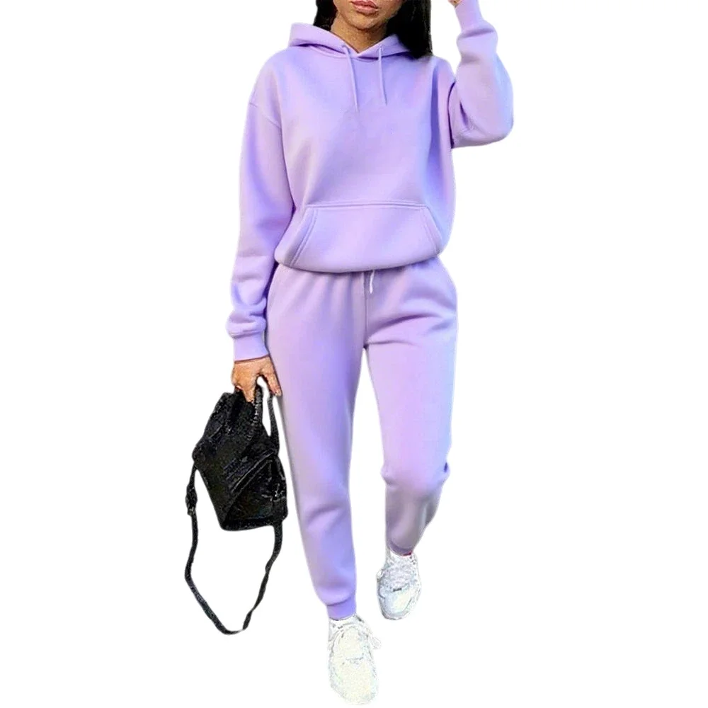 

Ladies 2 Piece Hoodie Pants Set High Quality Autumn Winter Sportswear Casual Street Fashion Jogging Tracksuit Comfortable Soft