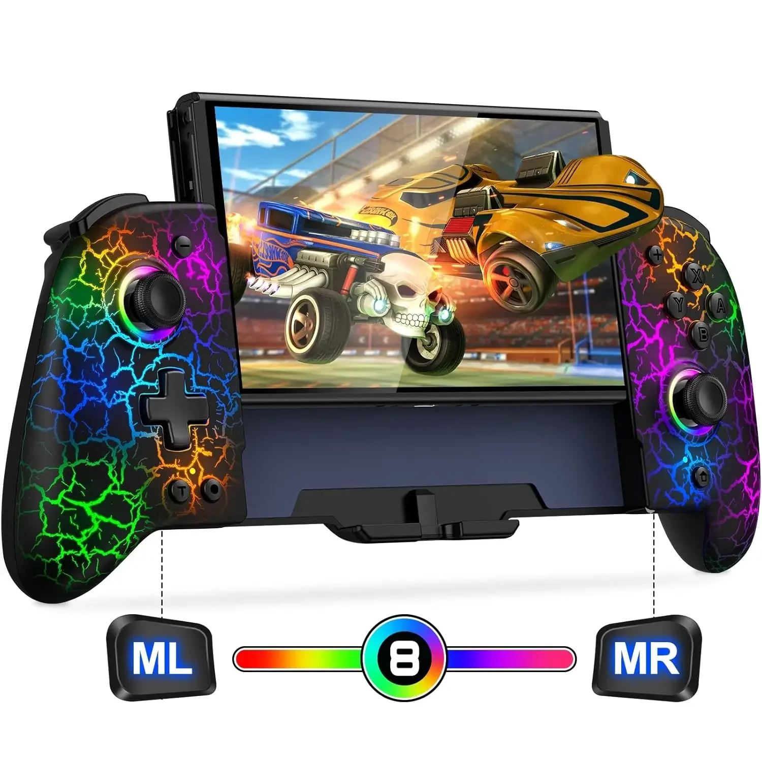 

Switch Controller for Nintendo Switch/OLED No Drift,No Deadzone Hall Effect Joystick Switch Controller With 9 Lights Color.