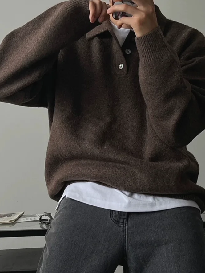 

Мужской корейский свитер с длинным рукавом, вязаный, мягкий, дышащий, повседневный, для работы, шерстяной, тонкий, с круглым вырезом