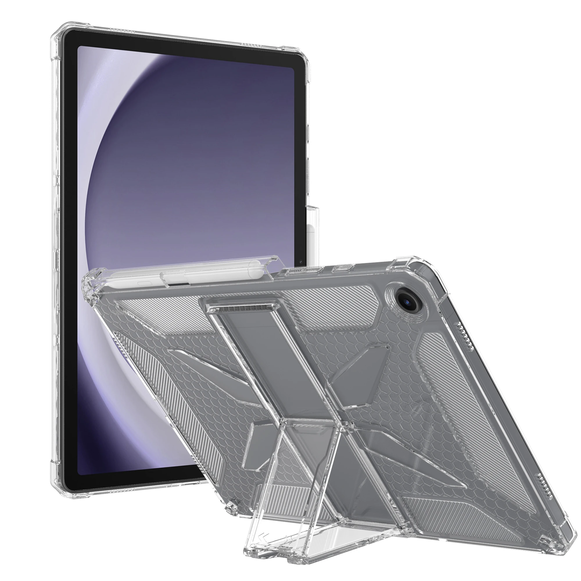 For Samsung Galaxy Tab A9+ 11'' 2023 Case with Stand Transparent Soft TPU Capa Fundas Shell With Pen Slot for Tab A7 Lite A8 A9