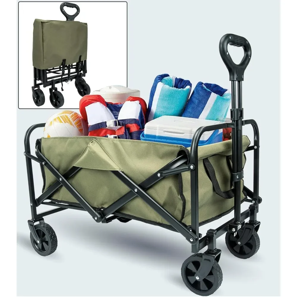 

Collapsible Folding Wagon Cart Heavy Duty Outdoor Utility Beach Grocery Camping Portable Garden