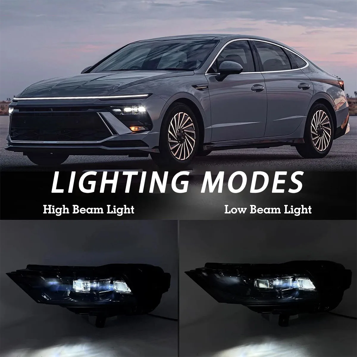 Left Driver Side LED Headlight Assembly Double Beam Fit 2024-2025 For Hyundai Sonata SEL Preferred-Trend Sedan 4-Door