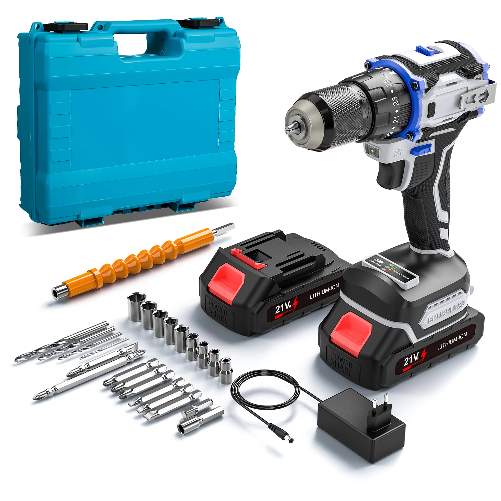 Tournevis électrique sans balais 70N·M, perceuse à percussion électrique 25 1, réglage à 2 vitesses, adapté à la batterie Makita 21V