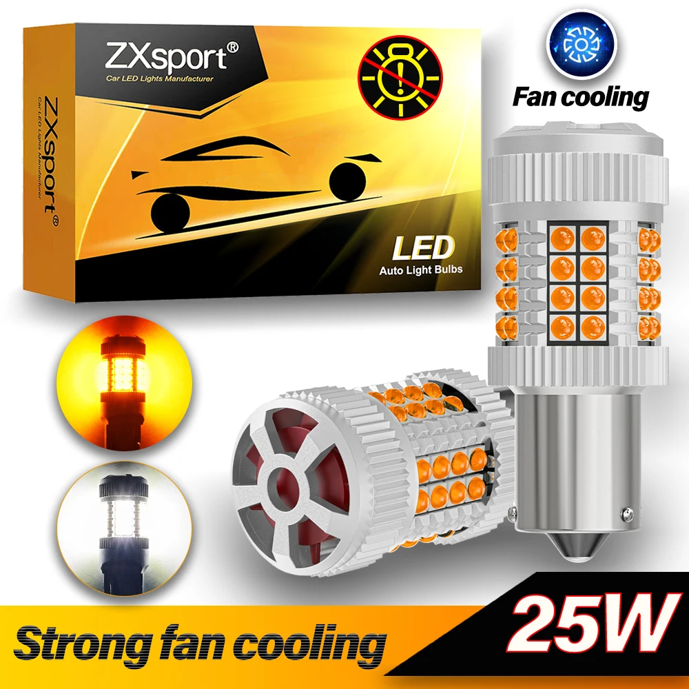 25W Car BAU15S PY21W 1156 LED Bulb Amber Canbus Error Free No Hyper Flash Turn Signal Lights Ba15s P21W T20 7440 W21W WY21W 1157