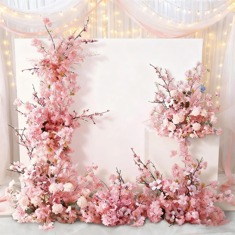 

Настроить розовый свадебный фон KT Board Decor Роза Babybreath Дельфиумный сценический пол цветок банкет событие реквизит витрина