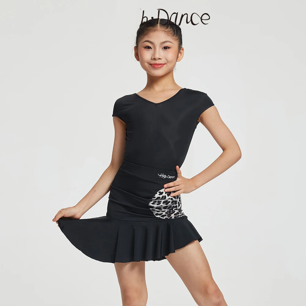 Robe de concours de danse latine pour filles, vêtements de danse latine à manches courtes, Costumes de danse latine Samba pour enfants, DW10992