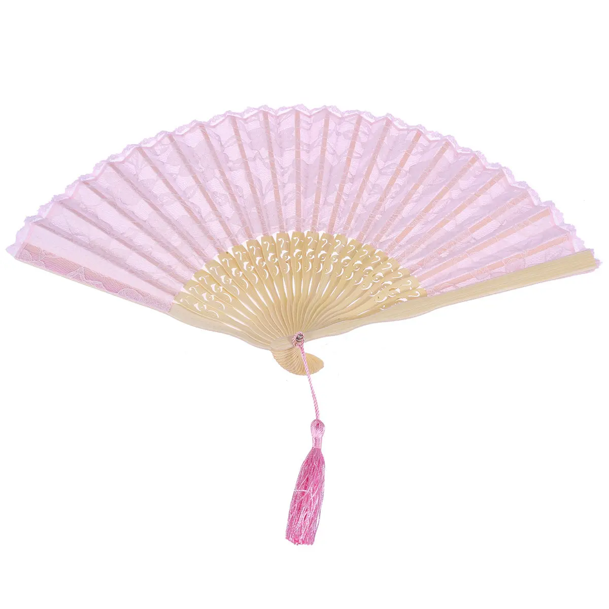Elegant Handheld Lace Fan Bamboo Frame Fold Compact for Performance Dance Show Wedding Birthday Gift Hand Fans