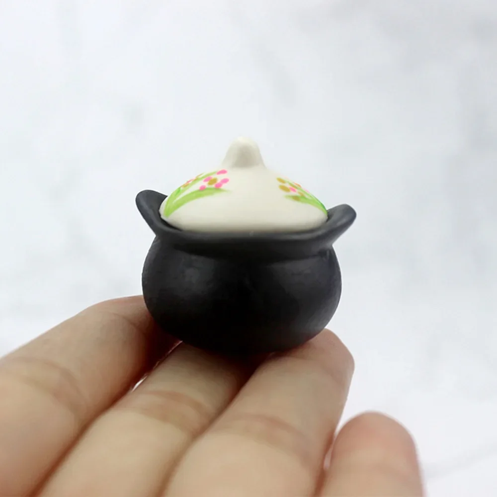 1/12 Dollhouse Miniatures  Mini Vintage Charcoal Stove Soup Pot Model for Doll House Accessories Decoration ob11 bjd
