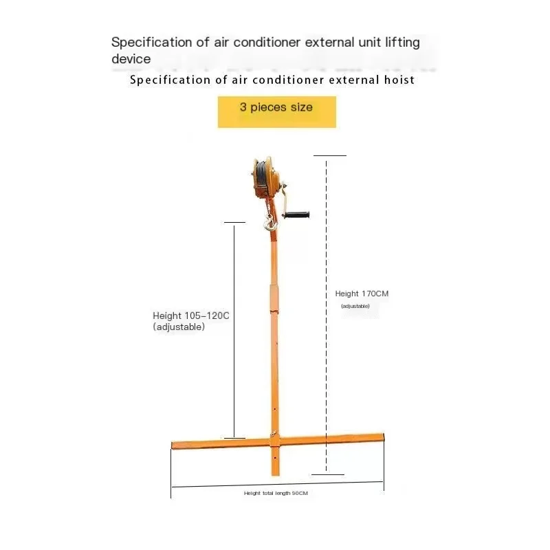 Imagem -06 - Ferramenta de Elevação para Instalação Externa Galvanizada Guindaste Dobrável Guincho Manual de Travamento Automático ar Condicionado de Montagem 10 m 15m 25m