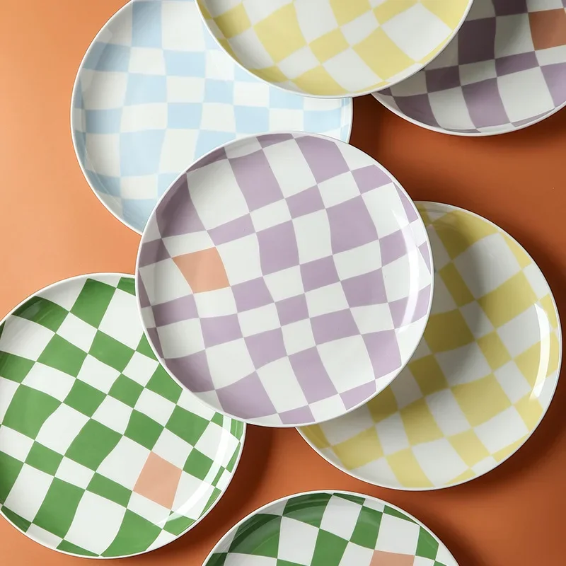 

Checkerboard pattern dessert fruit food dessert support rack kitchen food sauce small vinegar flavor plate snack plate