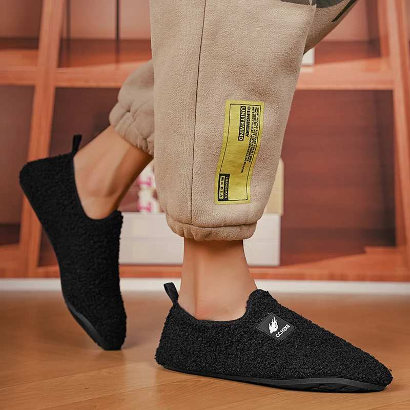 MAEDEF зимние мужские тапочки, хлопковая обувь с тонкой подошвой, теплая домашняя повседневная обувь, плюшевая зимняя парная обувь, мужские хлопковые тапочки