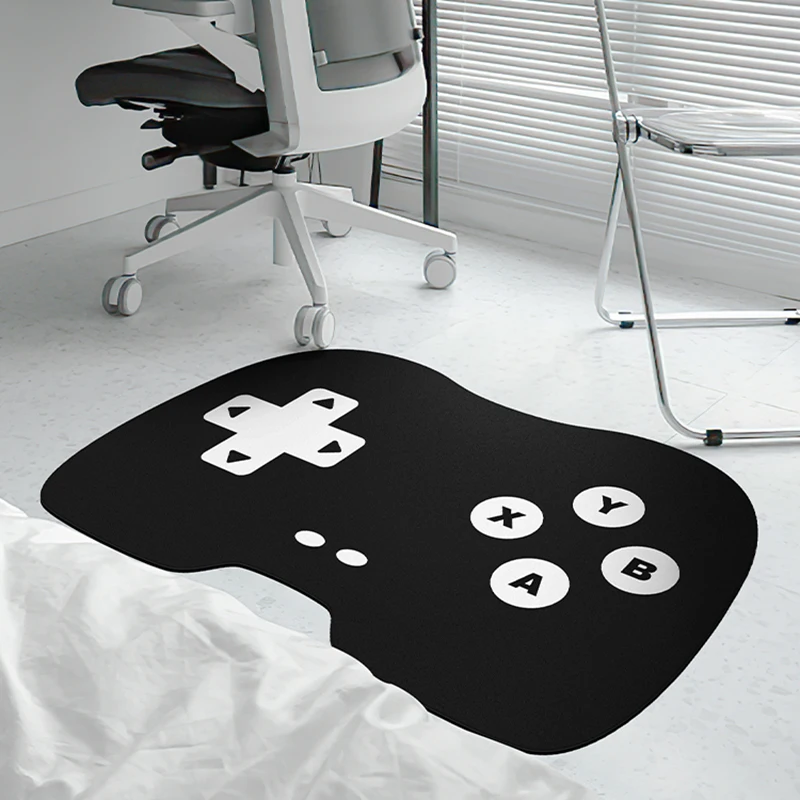 

Cute Printing Gamepad Bathroom Mat Rubber Bathmat Soft Bedroom Carpet Area Floor Pad Doormat Black White Aesthetic Home Decor