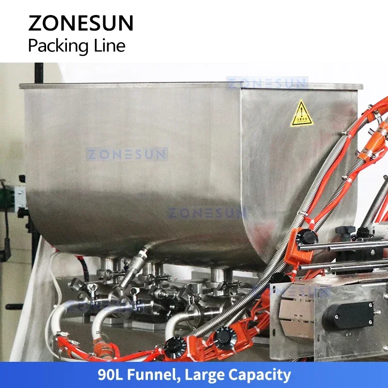 ZONESUN Thick Paste Packaging Production Line for Creamy Products Filling Capping and Labeling Machine ZS-FAL180D9